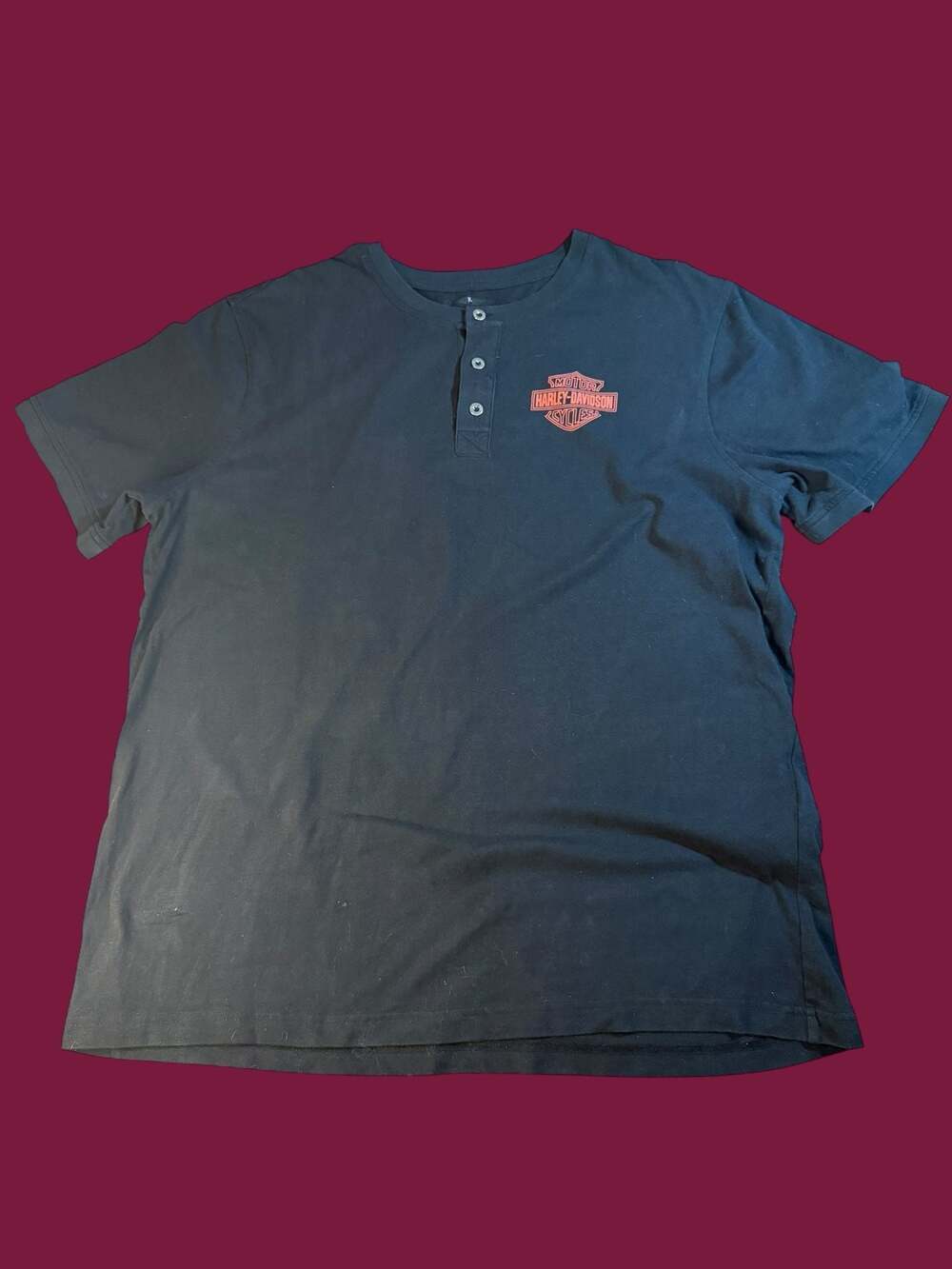 Harley-Davidson Men's Combustion Short Sleeve 3-Button Henley T-Shirt 2XL